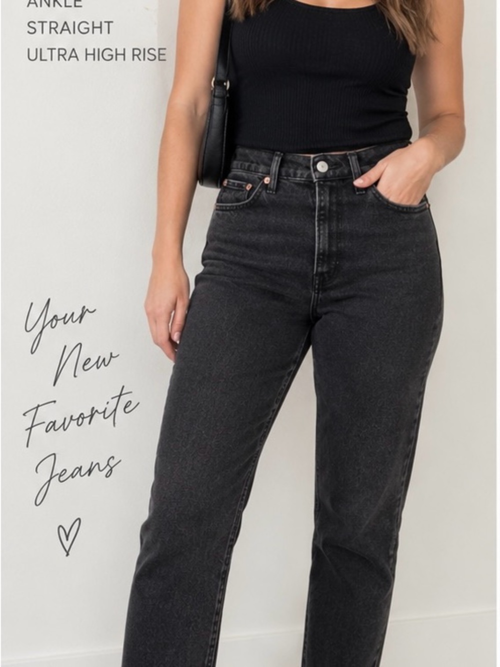 Abercrombie Curve Love 26 Black Ankle Straight Ultra High Rise Jeans